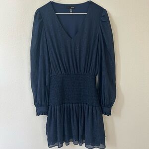 Aqua Deep Blue Long Sleeve Dress